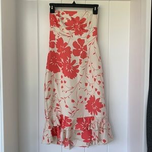 Tibi 100% Silk Floral Strapless w/Tieback Dress, Women’s Size 2, Cream/Salmon